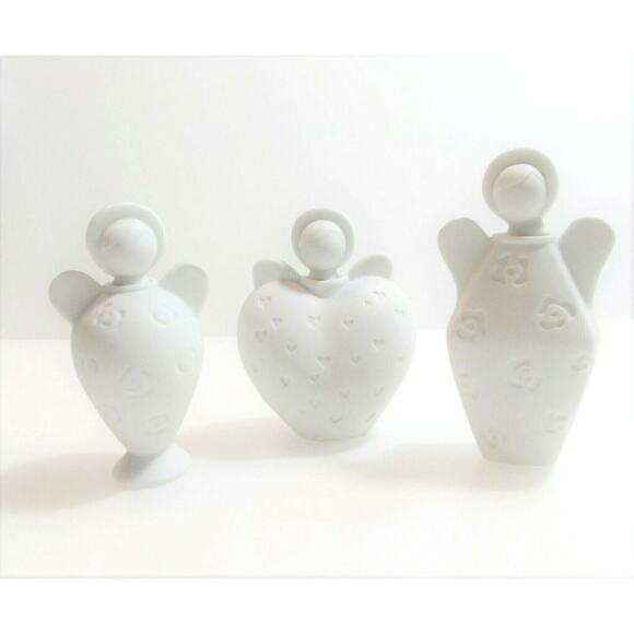 Set (3) Roman Inc ANGEL BOTTLES White Porcelain Figural Containers & Lids 6PC - Picture 6 of 8